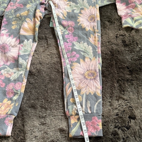Chaser Henley Soft floral jumpsuit drawstring waist Lounge Recycled material S - Picture 10 of 11